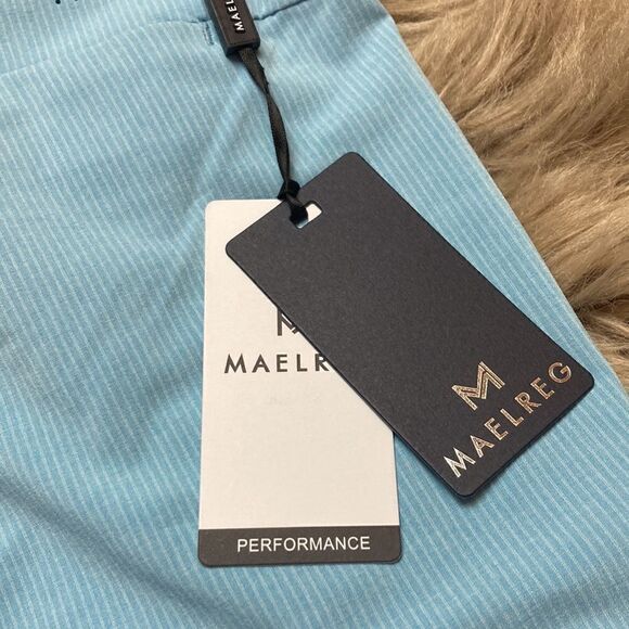 Maelreg Men’s Proflex Sky Blue Pinstripe Active Golf Casual Shorts Quick-dry - Picture 8 of 15